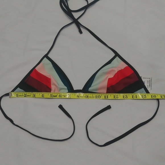 Solid and Striped bikini top triangle string tie black red blue pink burgandy M - Picture 2 of 6